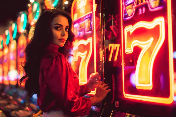 SAFI App — Enjoy seamless gaming on your smartphone A young woman relaxing with her phone while dynamic casino elements float around her, illustrating the smooth mobile experience offered by the SAFI app.